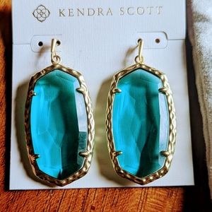 Kendra Scott Gold / Teal Drop Earrings